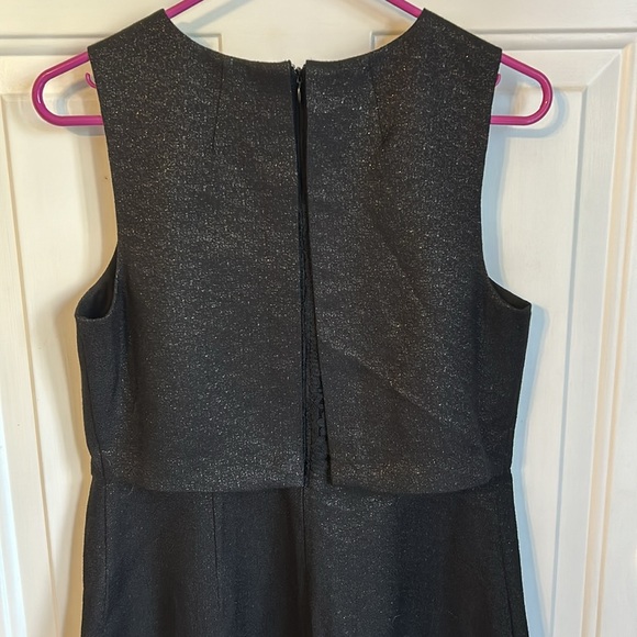 NWT LOFT Dress A Line Peekaboo Lace Back Party Black Silver Metallic - Picture 5 of 6